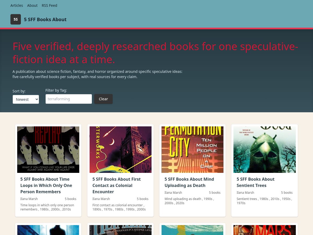 Landing-page snapshot of 5sffbooksabout.com