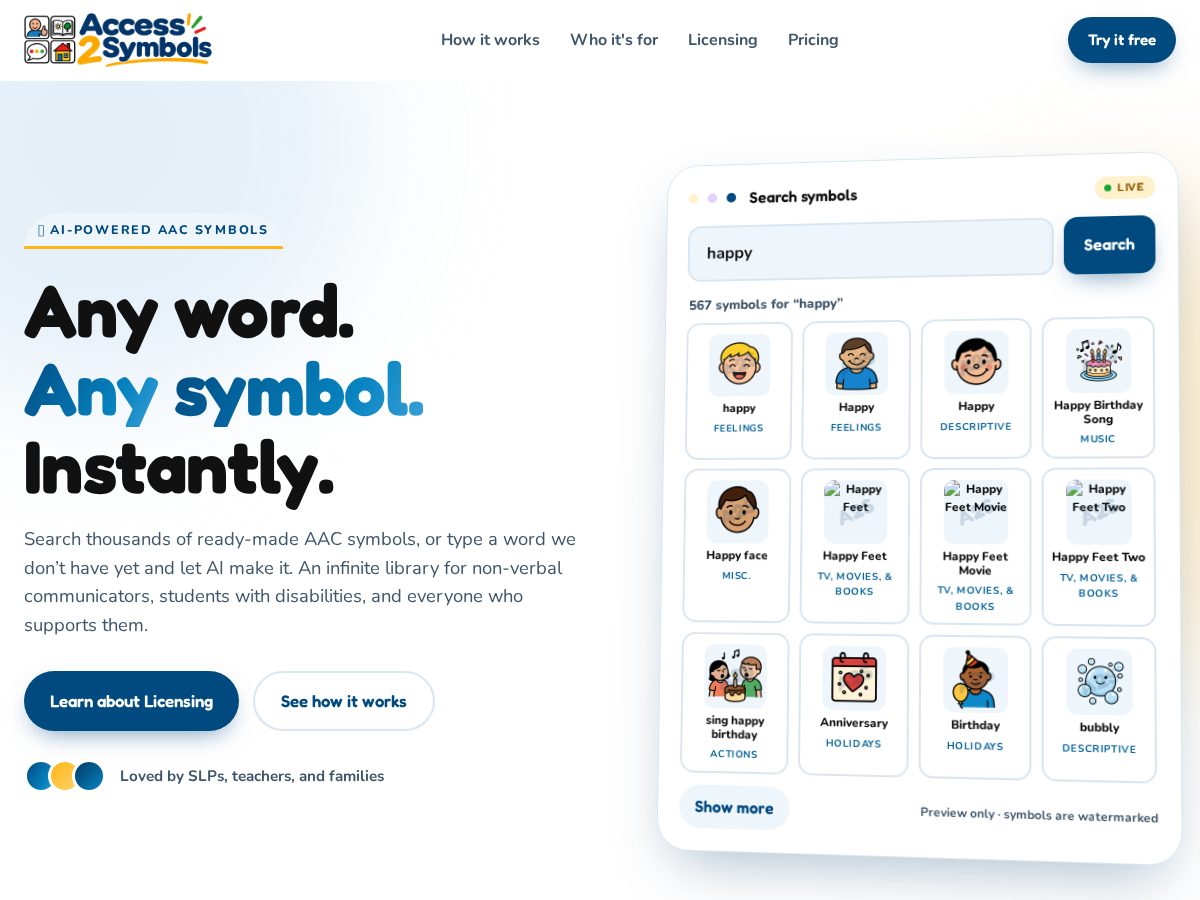 Landing-page snapshot of aacsymbols.com