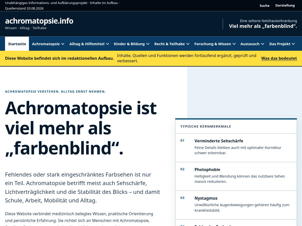 Landing-page snapshot of achromatopsie.info