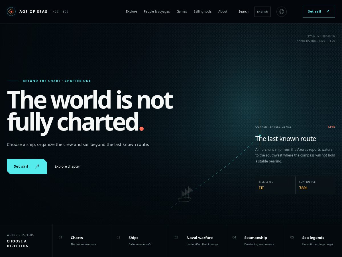 Landing-page snapshot of ageofseas.com