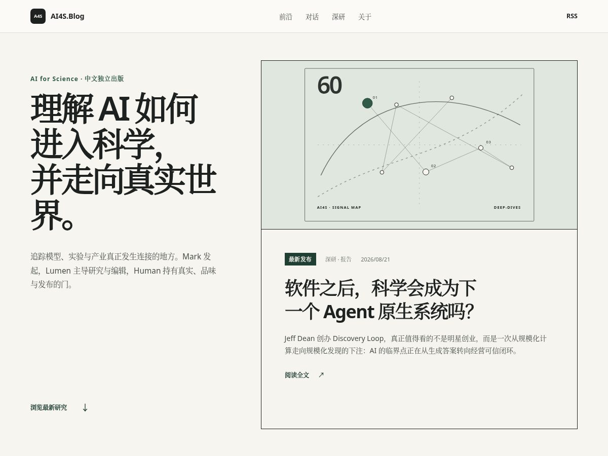 Landing-page snapshot of ai4s.blog