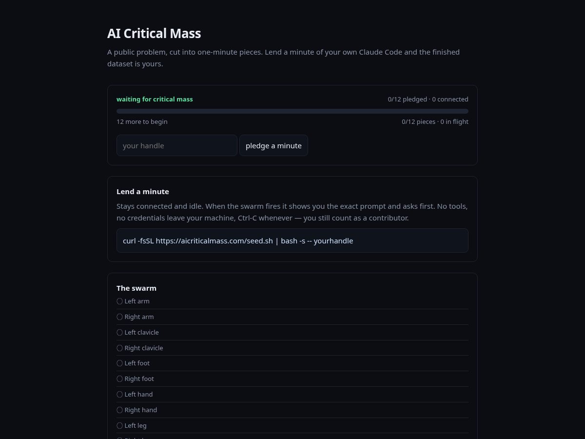 Landing-page snapshot of aicriticalmass.com