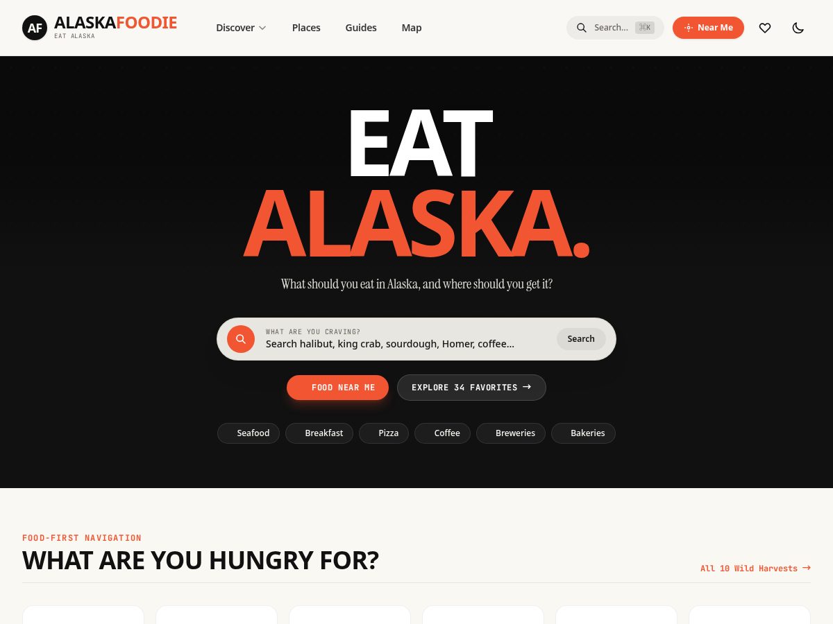 Landing-page snapshot of alaskafoodie.com