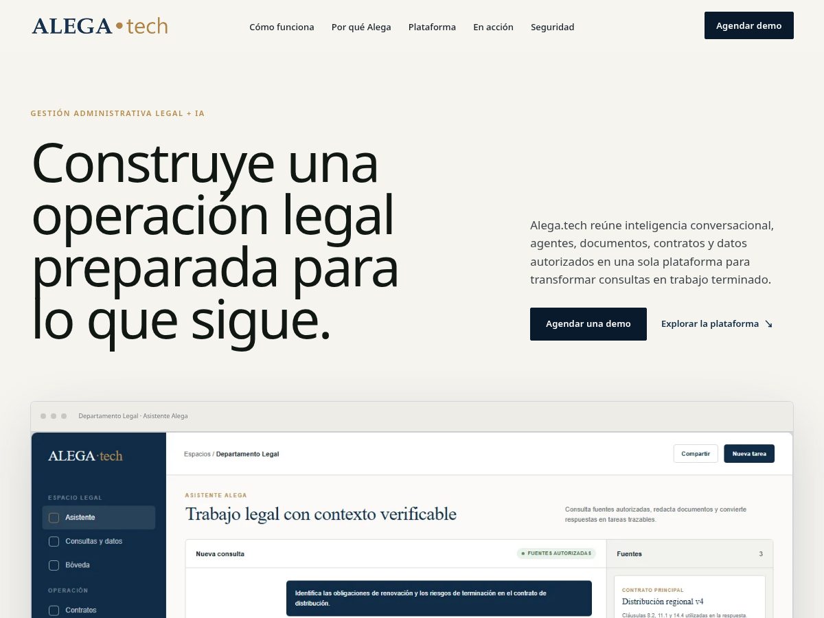 Landing-page snapshot of alega.tech