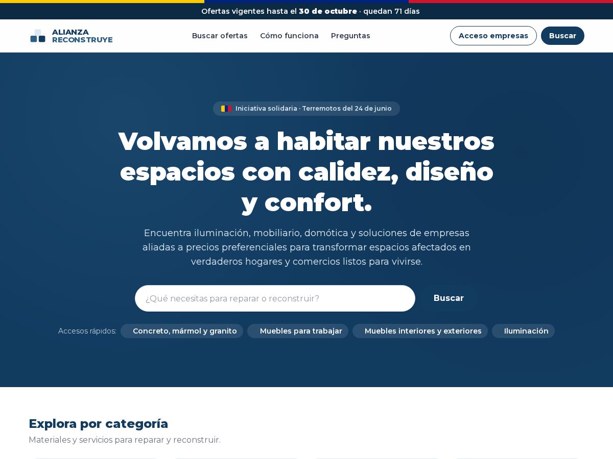 Landing-page snapshot of alianzareconstruye.com