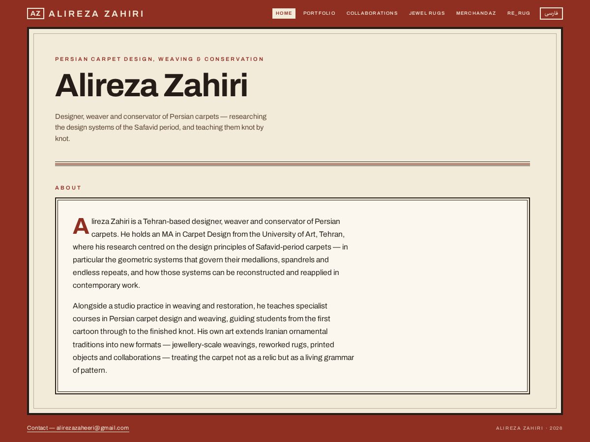 Landing-page snapshot of alirezazaheeri.com