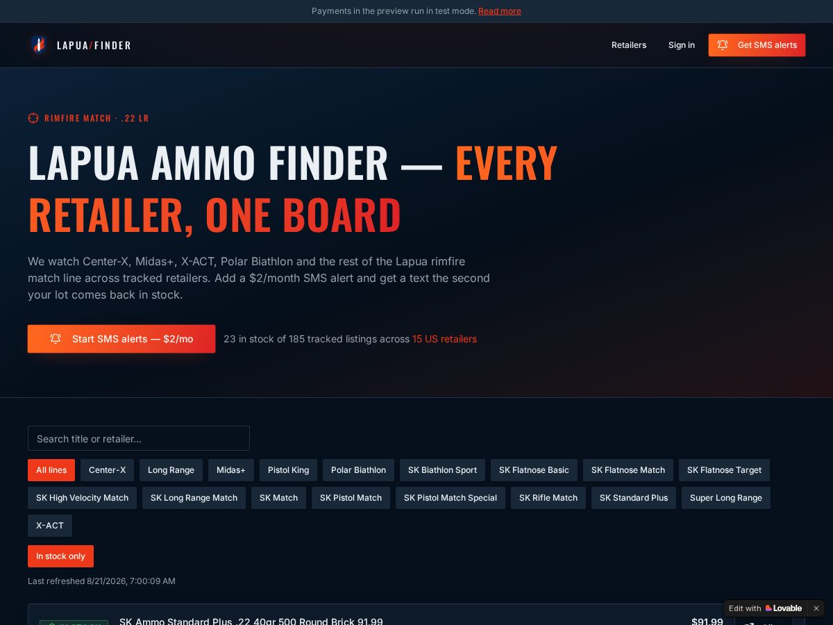 Landing-page snapshot of ammosms.com