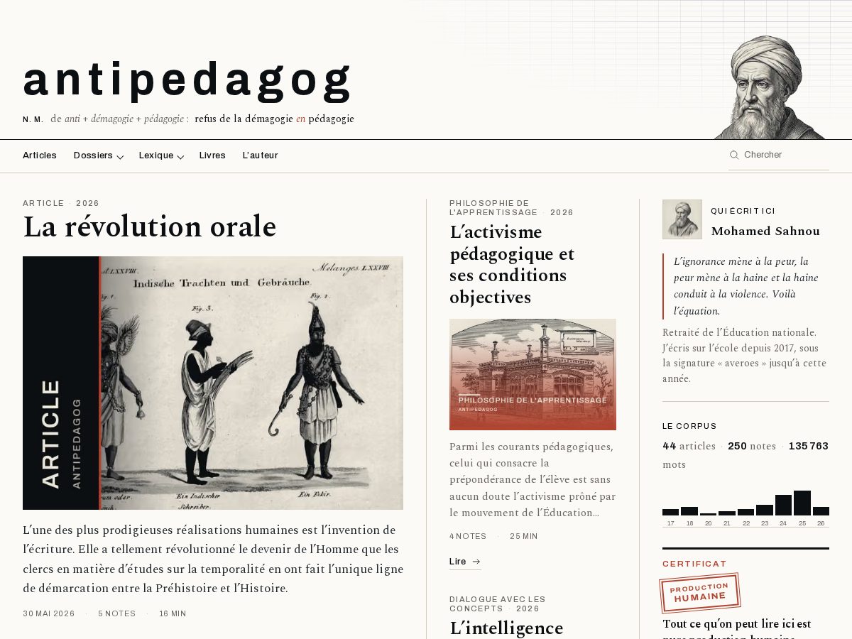 Landing-page snapshot of antipedagog.com