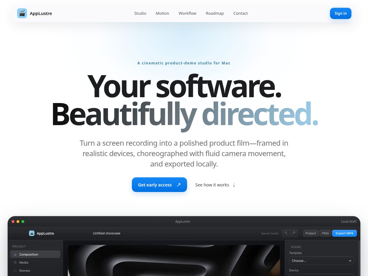 Landing-page snapshot of applustre.com