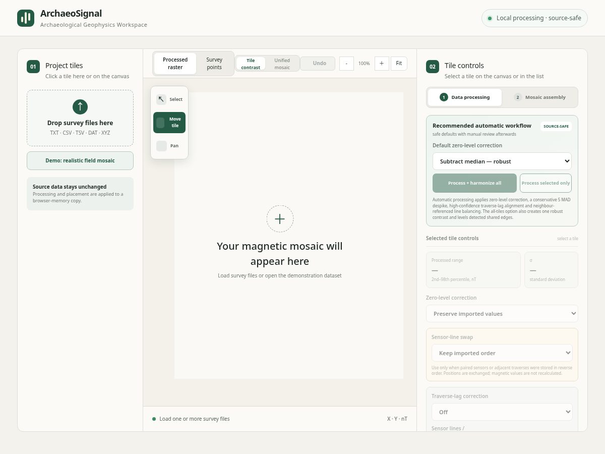 Landing-page snapshot of archaeosignal.com