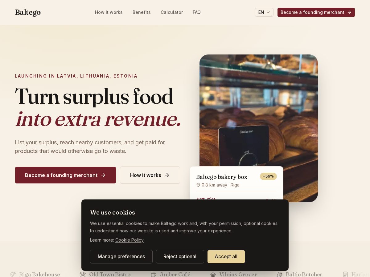 Landing-page snapshot of baltego.com