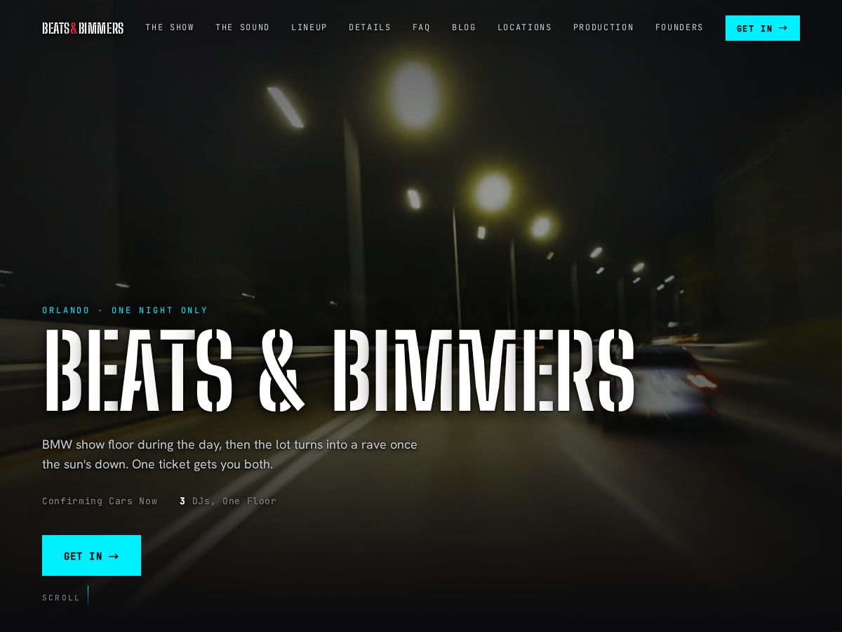 Landing-page snapshot of beatsandbimmers.com