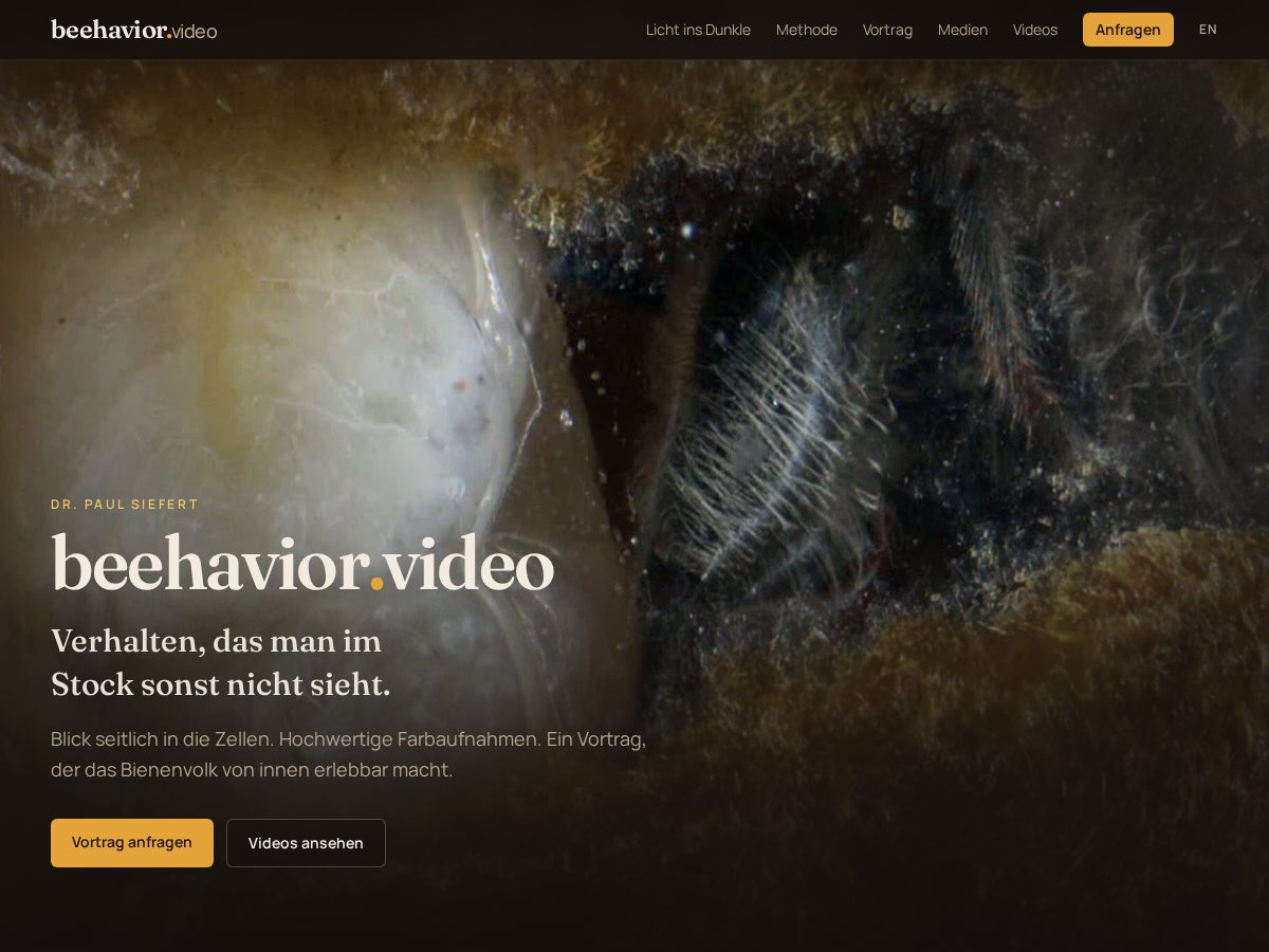 Landing-page snapshot of beehavior.video