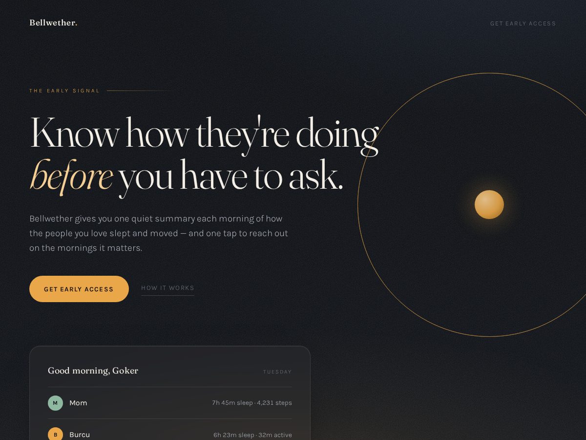 Landing-page snapshot of bellw.app