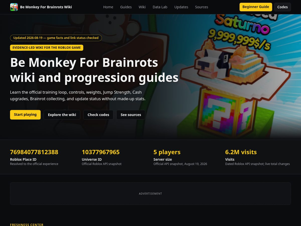Landing-page snapshot of bemonkeyforbrainrots.wiki