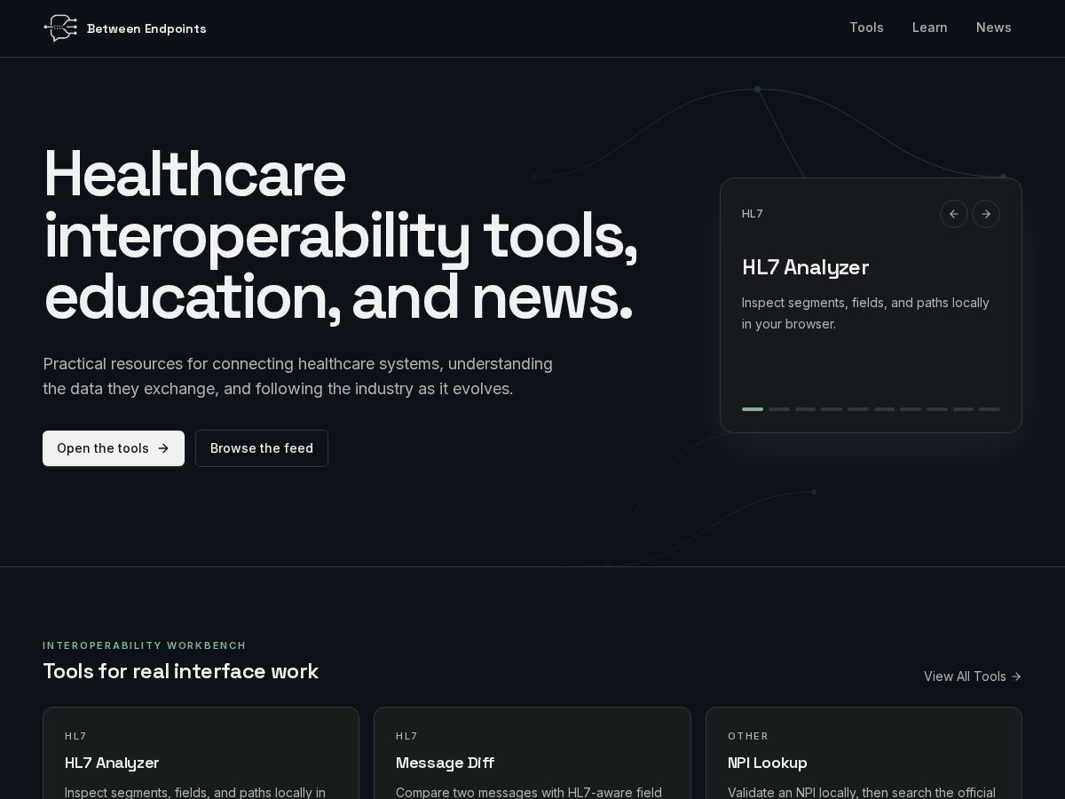 Landing-page snapshot of betweenendpoints.com
