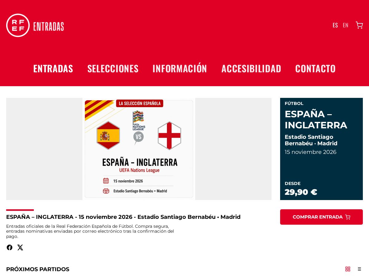 Landing-page snapshot of billete-rfef.com