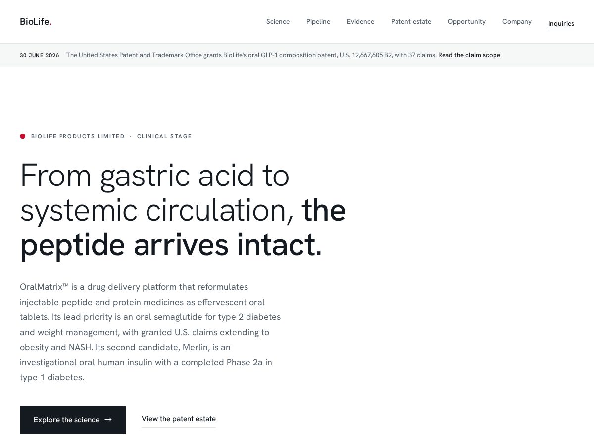 Landing-page snapshot of biolife.bio