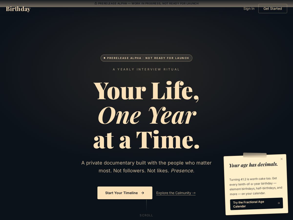 Landing-page snapshot of birthdayinterviews.com