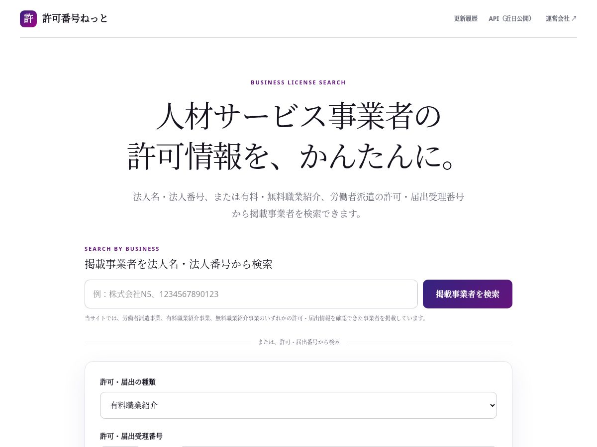 Landing-page snapshot of biz-license.net