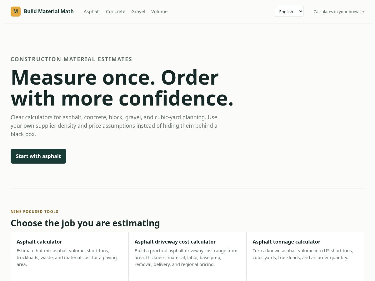 Landing-page snapshot of buildestimate.top