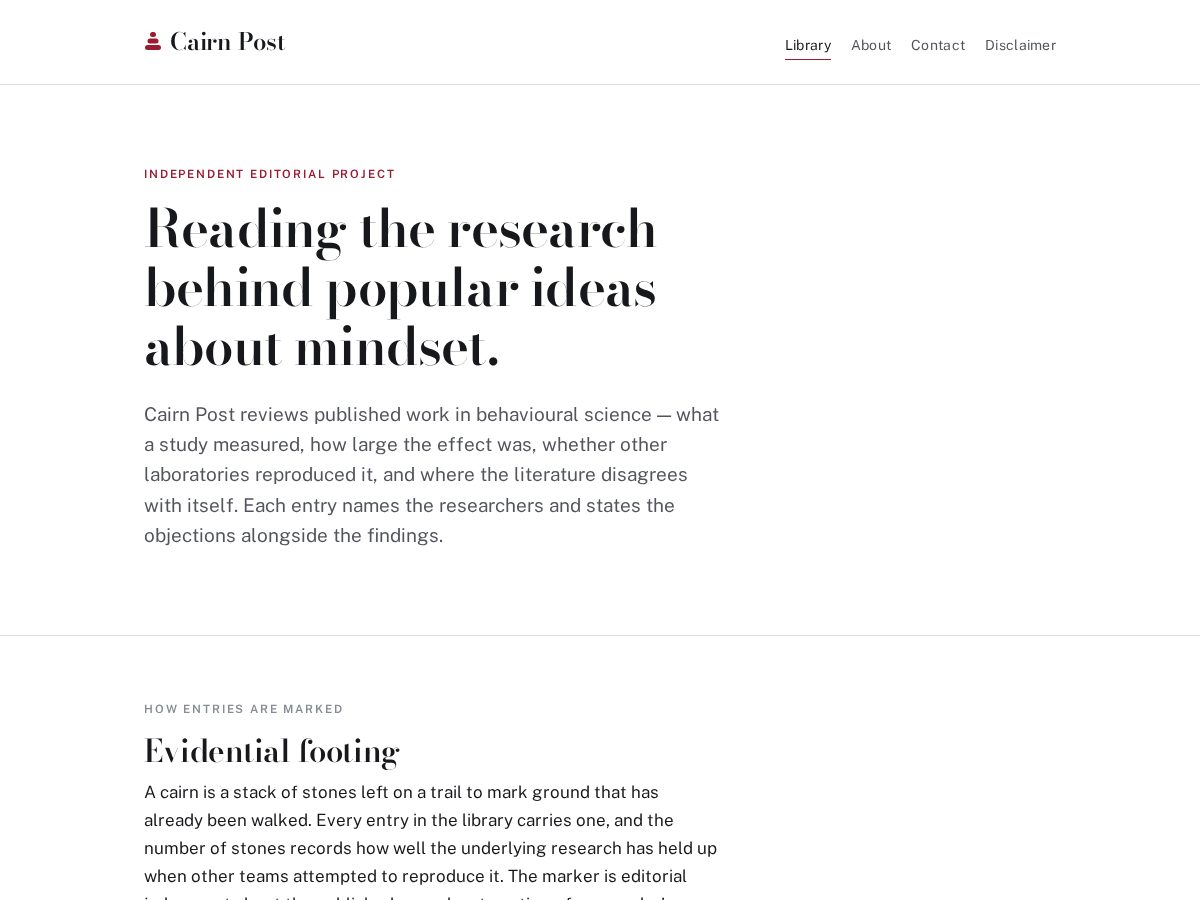 Landing-page snapshot of cairnpost.site