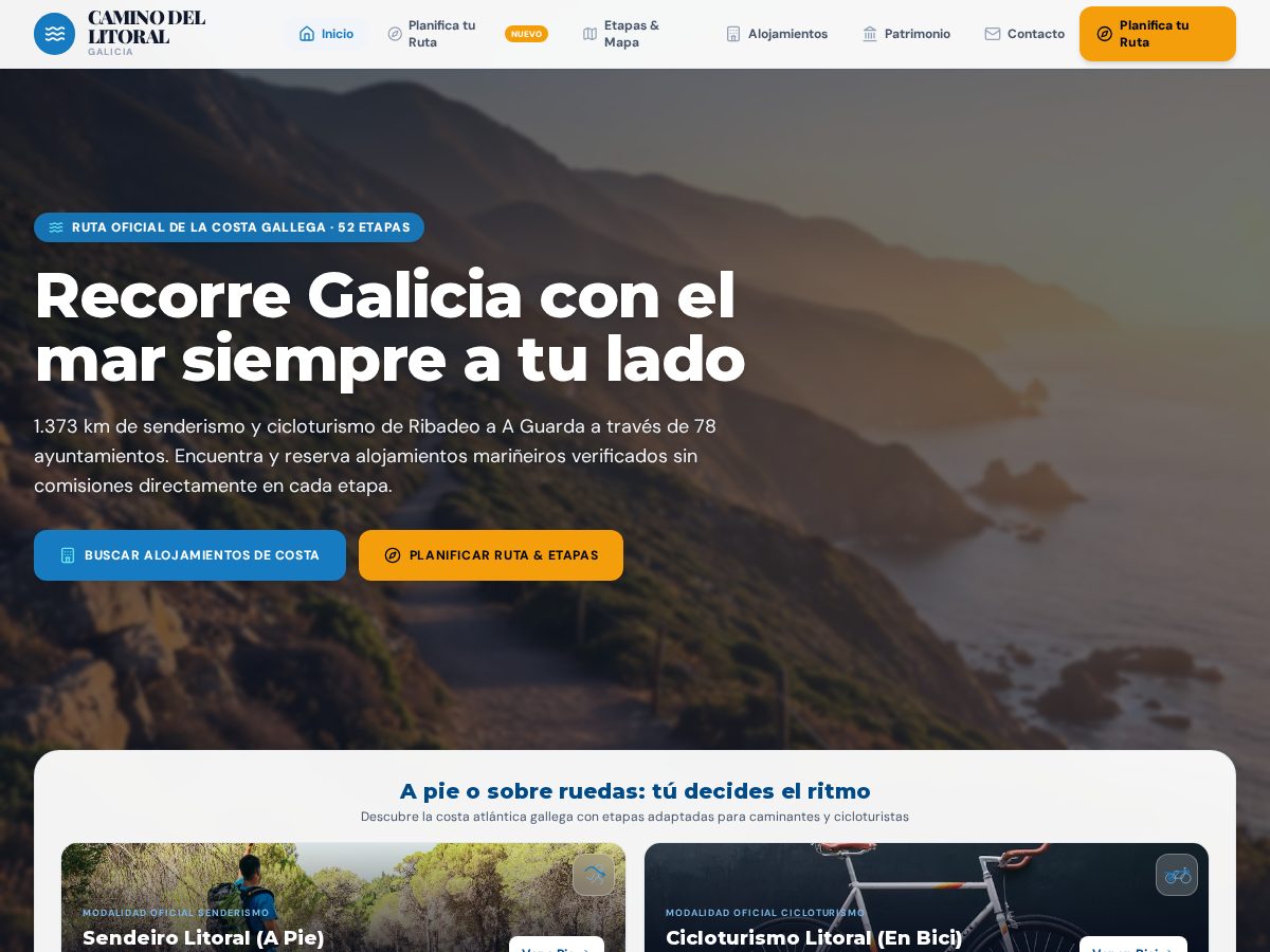 Landing-page snapshot of caminolitoralgalicia.com