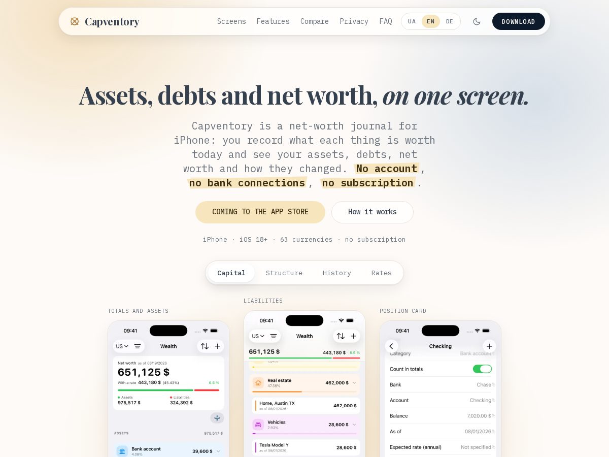 Landing-page snapshot of capventory.app