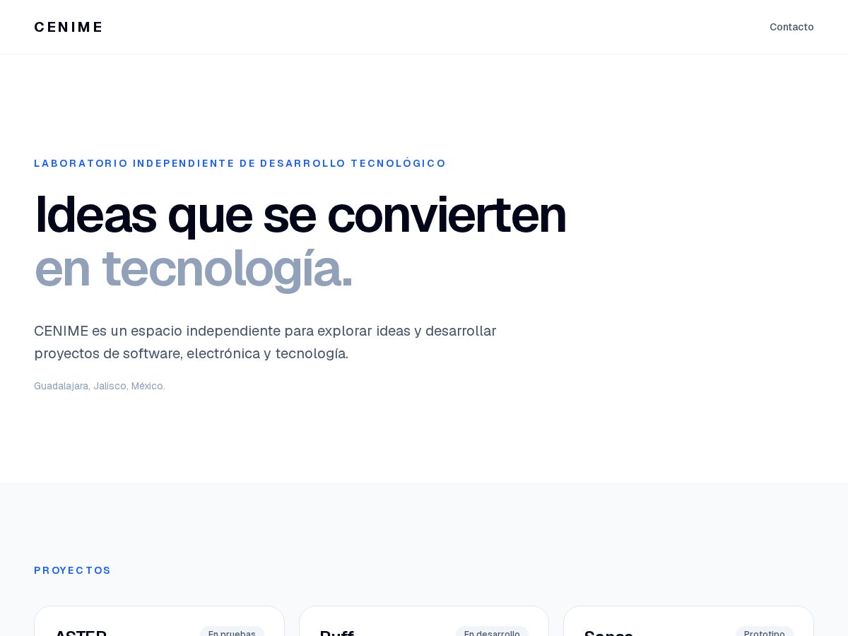 Landing-page snapshot of cenime.dev