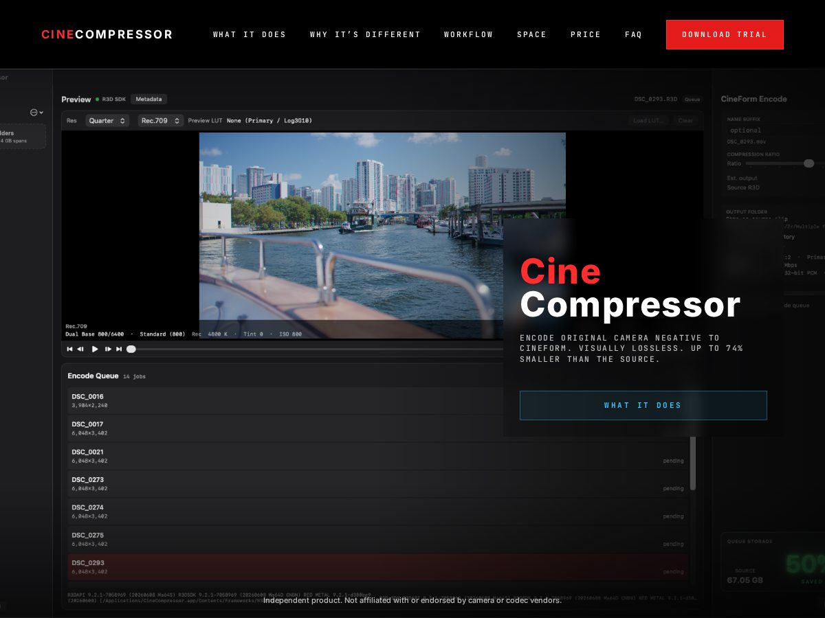 Landing-page snapshot of cinecompressor.com