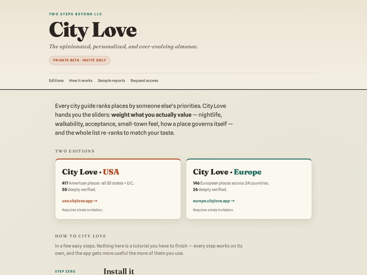 Landing-page snapshot of citylove.app