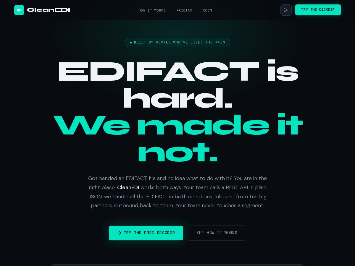 Landing-page snapshot of cleanedi.com