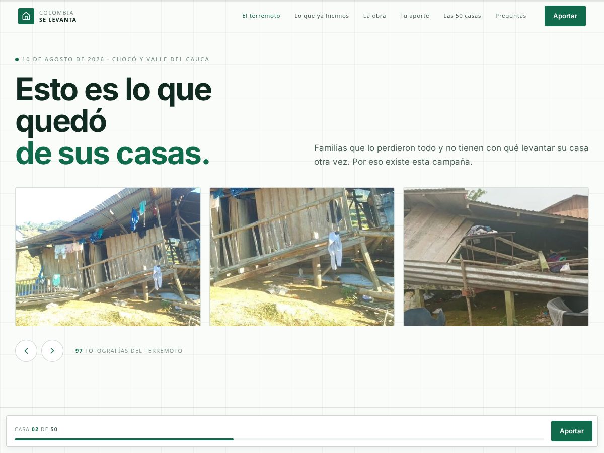 Landing-page snapshot of colombiaselevanta.org