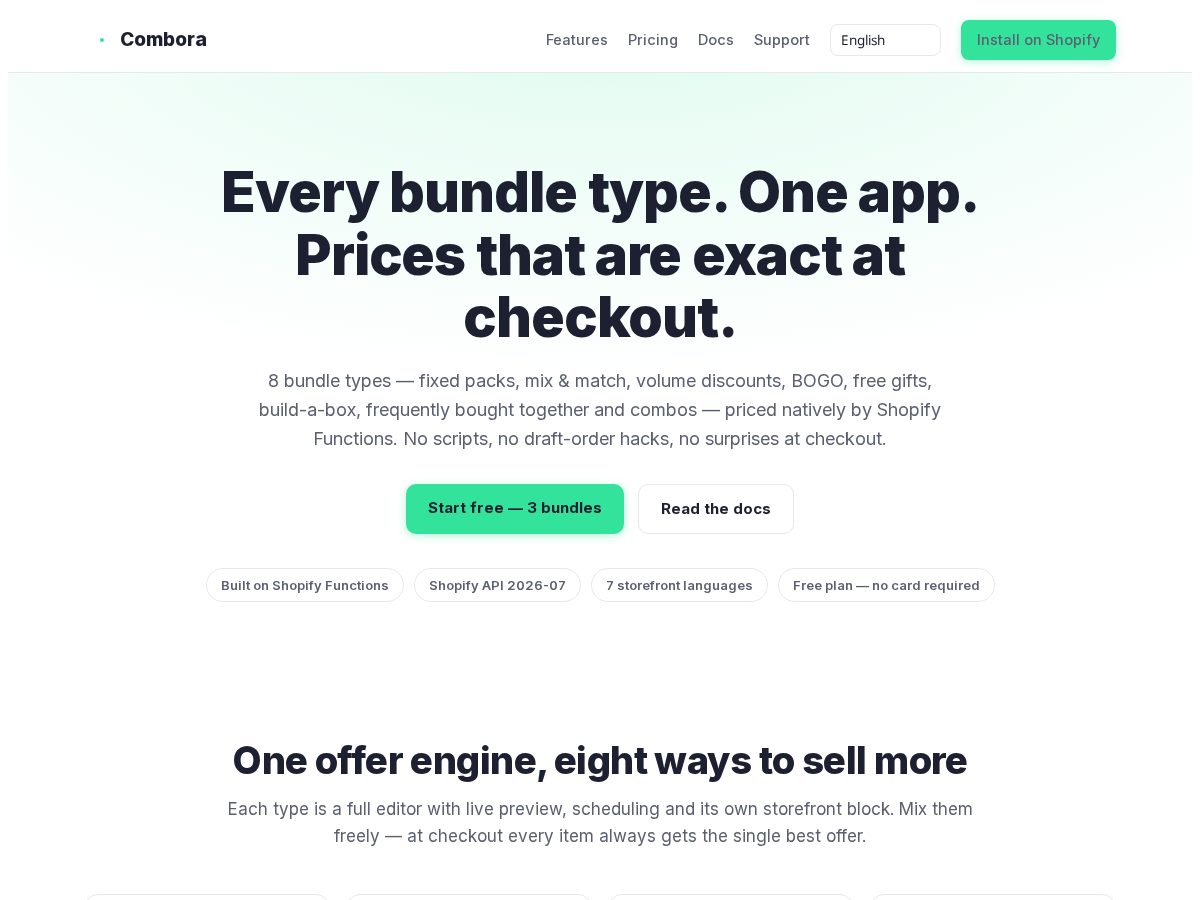 Landing-page snapshot of combora.app