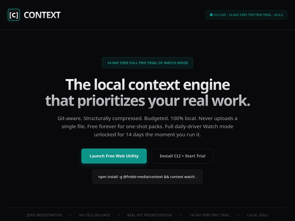 Landing-page snapshot of contextkit.dev
