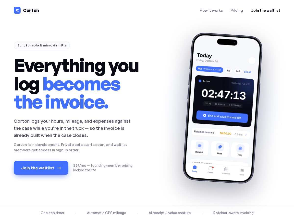 Landing-page snapshot of corton.app