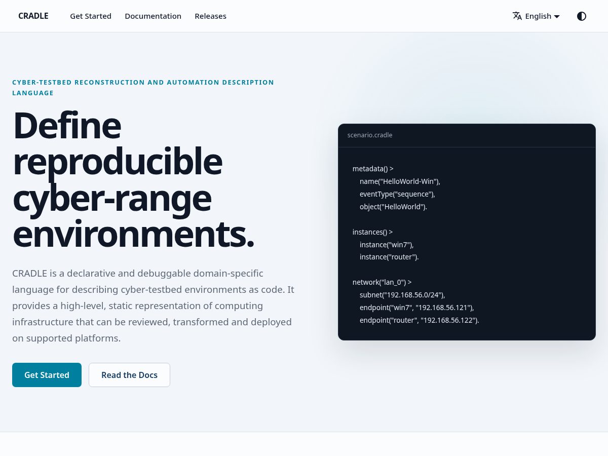 Landing-page snapshot of cradle-lang.org
