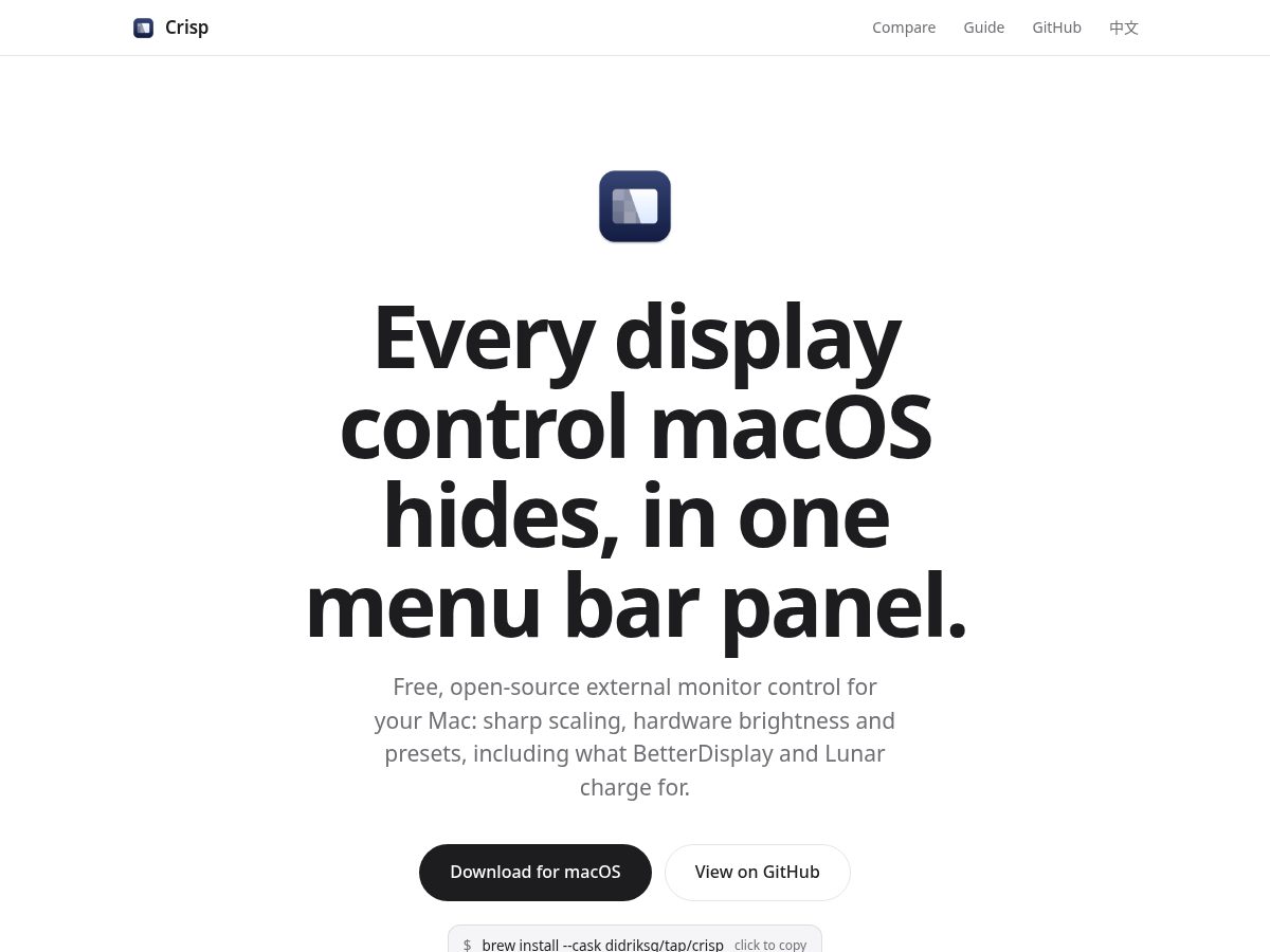 Landing-page snapshot of crispmac.app