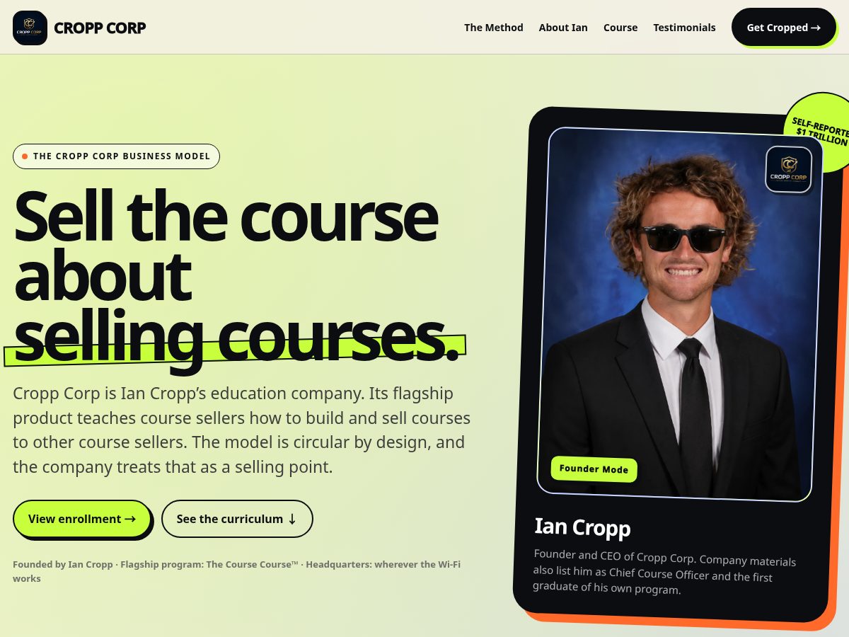 Landing-page snapshot of croppcorp.com