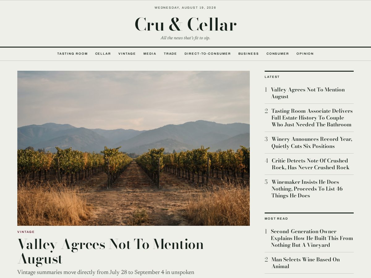 Landing-page snapshot of cruandcellar.com