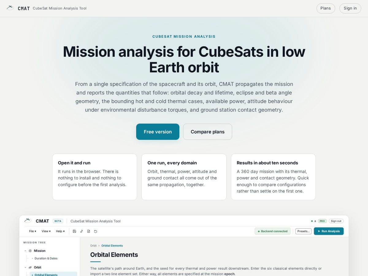 Landing-page snapshot of cubesatmission.com