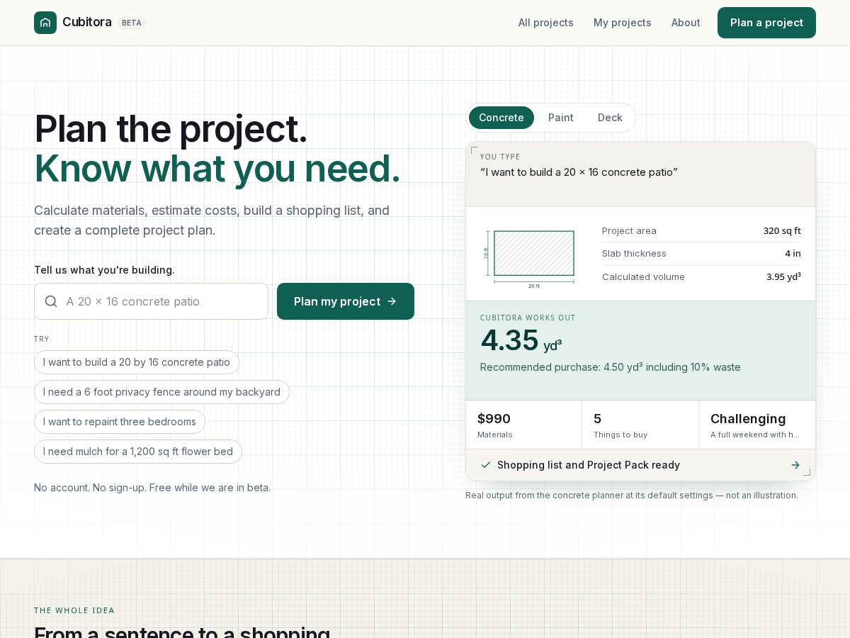 Landing-page snapshot of cubitora.com