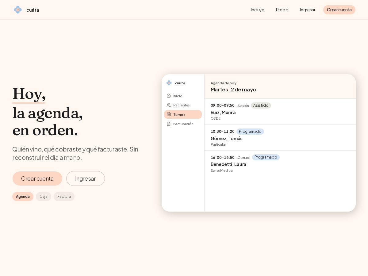 Landing-page snapshot of curita.app