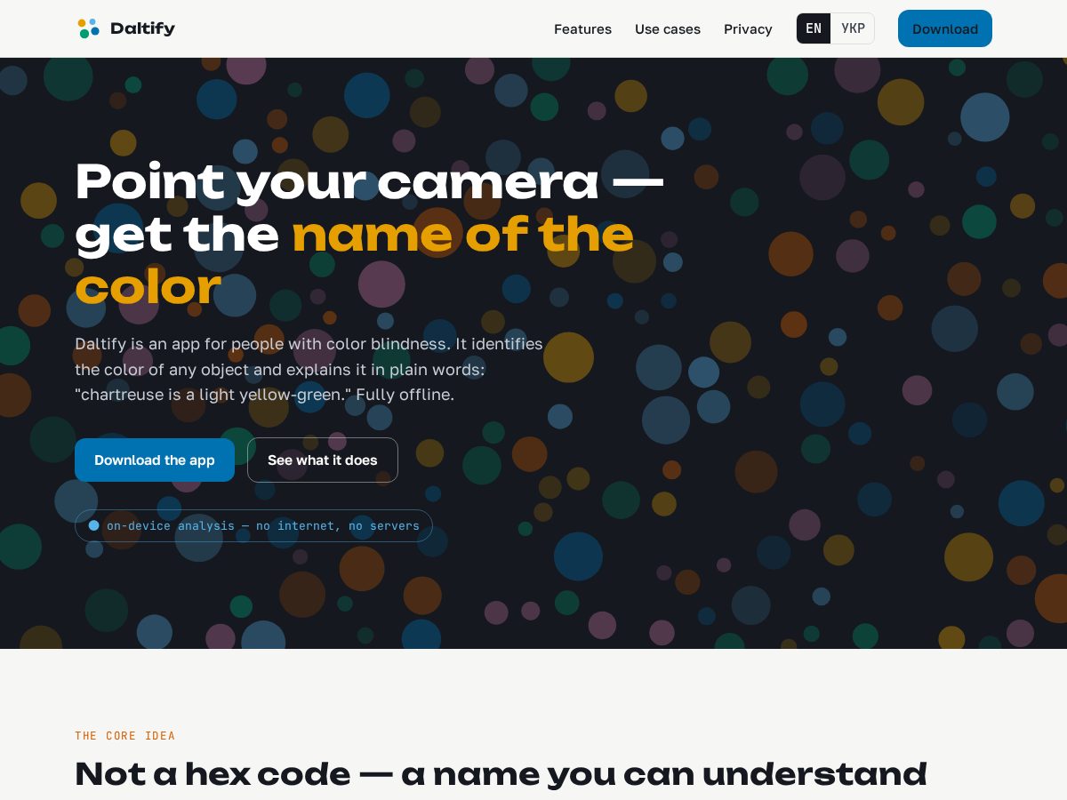 Landing-page snapshot of daltify.app