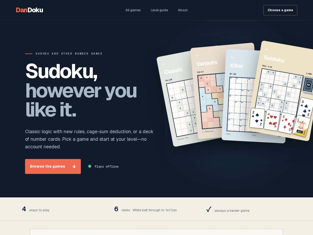 Landing-page snapshot of dandoku.com