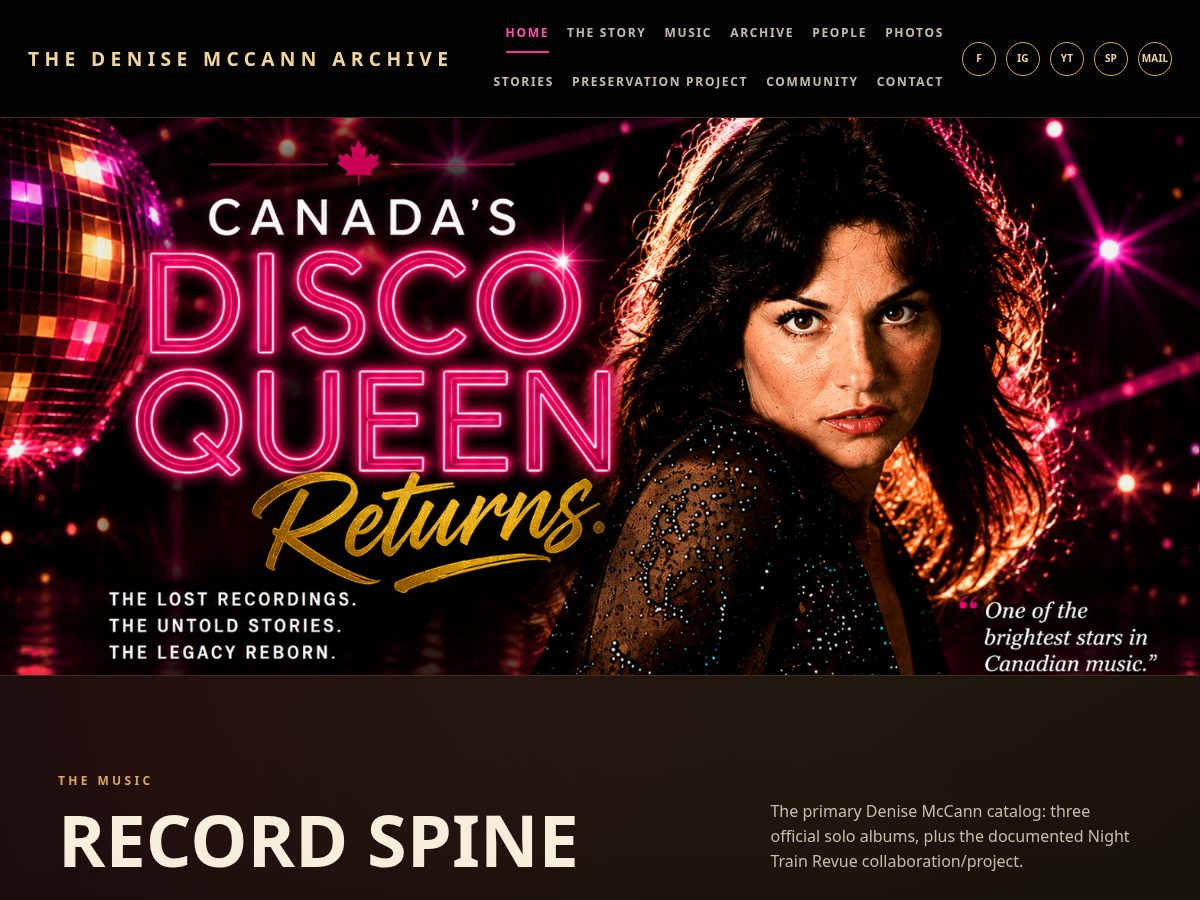 Landing-page snapshot of denisemccann.net