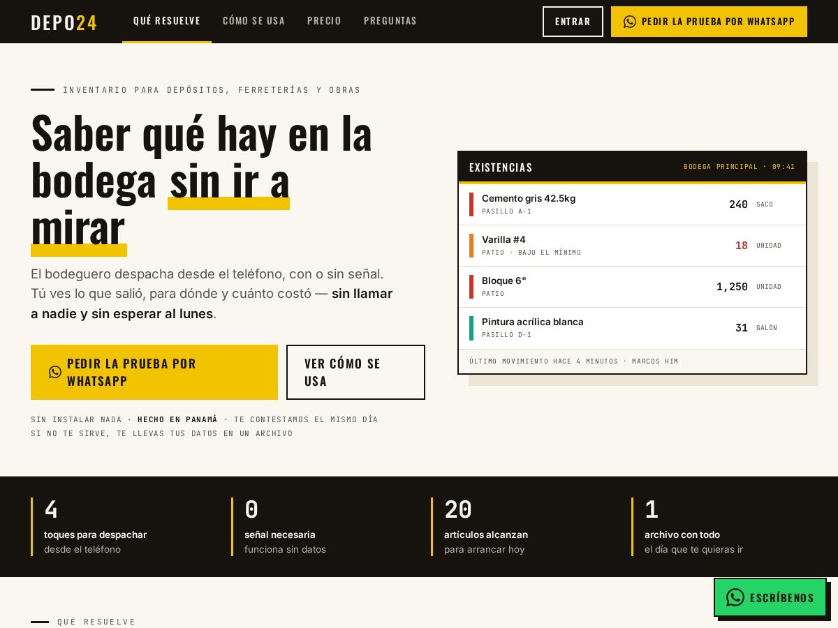 Landing-page snapshot of depo24.net