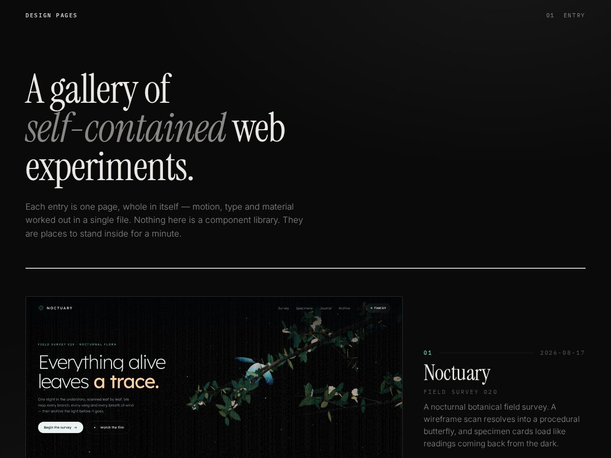 Landing-page snapshot of designpages.dev
