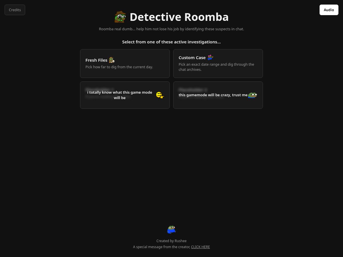 Landing-page snapshot of detectiveroomba.fun