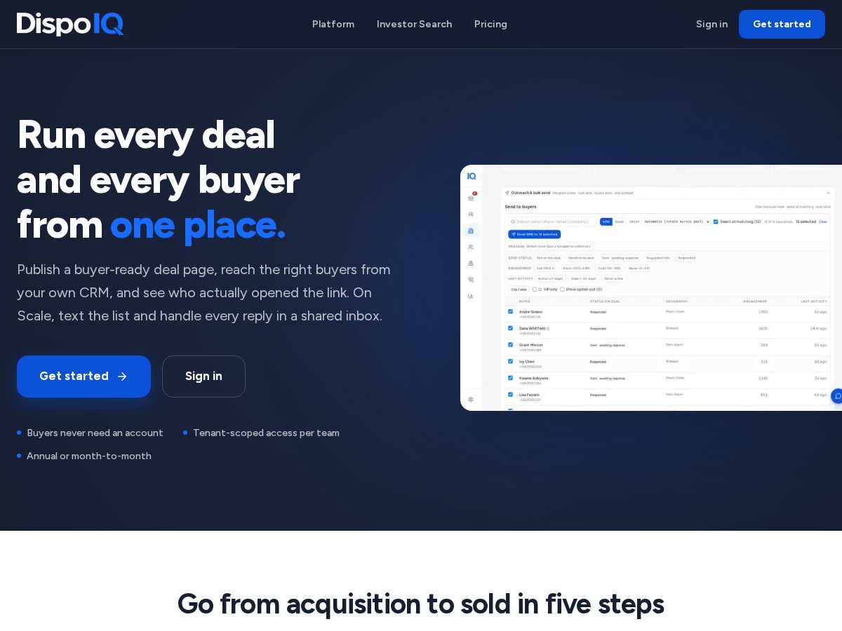 Landing-page snapshot of dispoiq.app
